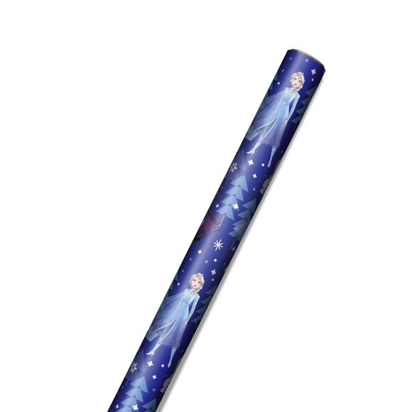Hallmark Wrapping Paper Christmas Frozen Olaf Elsa Anna Blue 30 sq ft Roll - Picture 4 of 5